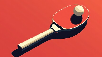 Tennis racket and ball, isometric view, red background.  Possible use stock photo for sports equipment