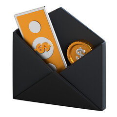 Invoice 3D Icon Black and Gold Design
