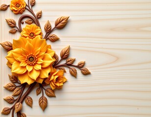 Fototapeta premium Intricate Handcarved Floral Designs Wood