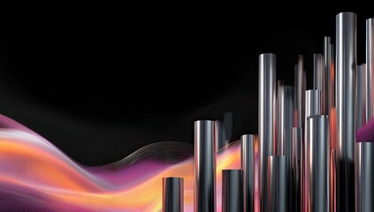 Obraz premium Metallic Cylinders Abstract Background Design, Industry, Growth, Technology