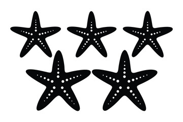 Set of starfish silhouette, sea fish silhouette vector
