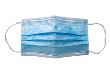 Light-blue disposable face mask, top view (1)