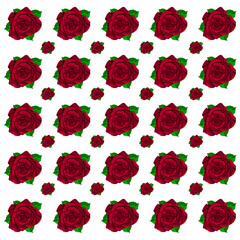 Red rose pattern on white background