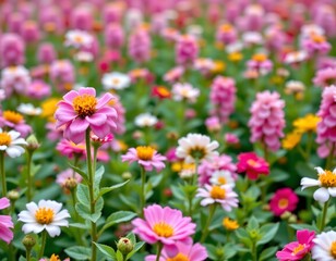 Obraz premium Vibrant Floral Field with Soft Pastel Palette