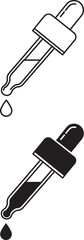 Two Droppers with Liquid Drops Vector Illustration in Black and White Style