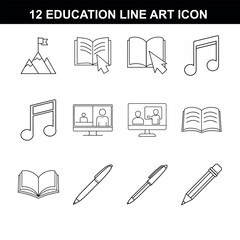 Clean Education Line Icons vector illustration on white background.