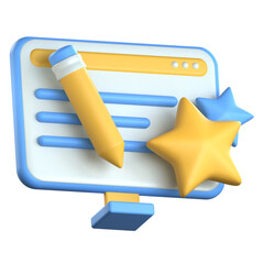 Online review window 3D Icon colorful design