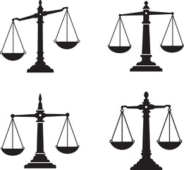 Scales of Justice Silhouette Collection Law Balance and Legal Symbolism in Black