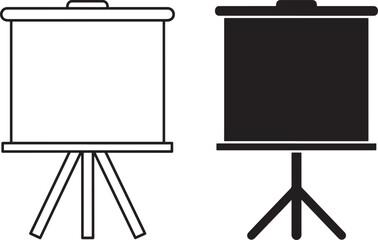Presentation Screen Icon Set in Black and White for Business Meeting