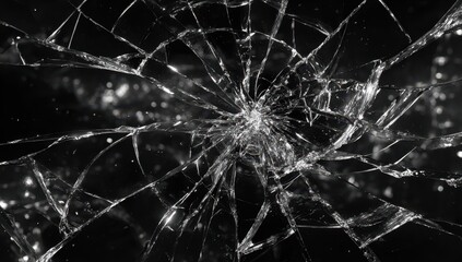 Shattered glass shards on black background (1)