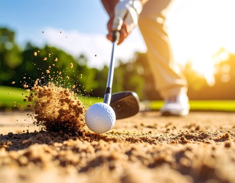 Golfer hitting a sand shot