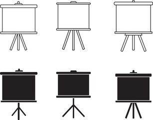 Flip Chart Illustration Set in Black and White for Presentations and Meetings