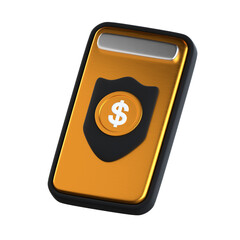 Mobile Banking App 3D Icon Black and Gold Design