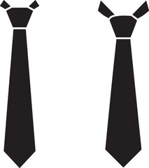 Two Black Necktie Silhouettes Isolated on White Background for Formal Wear