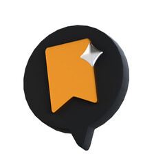 Bookmark Tab 3D Icon Black and Gold Design
