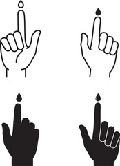 Hand with drop icon set for diabetes or blood donation concept design