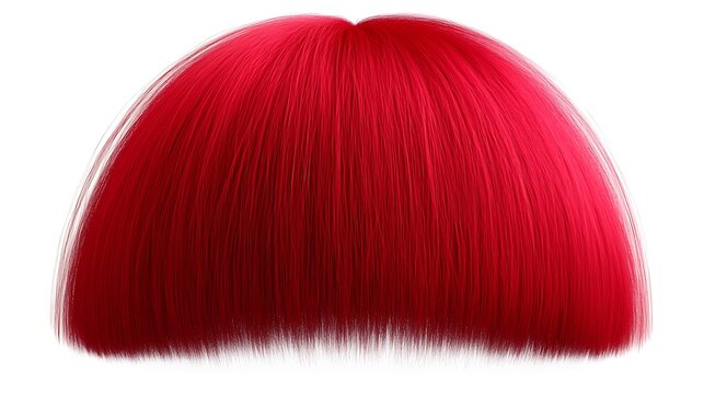 Vivid red hair style against a white background.
