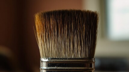 Close-up view of a paintbrush bristles.