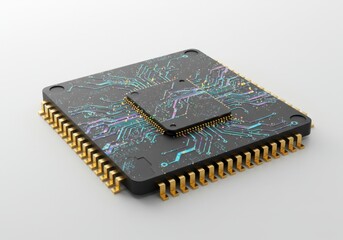 Close-up of a Microchip's Intricate Design