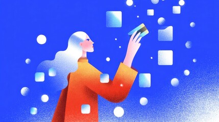 A woman is holding a credit card