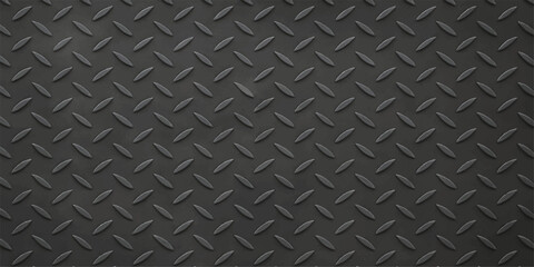 Seamless diamond plate metal texture with a rough grey metallic surface for industrial floor and construction background