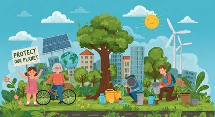 Diverse Community Planting and Protesting for a Sustainable Green City