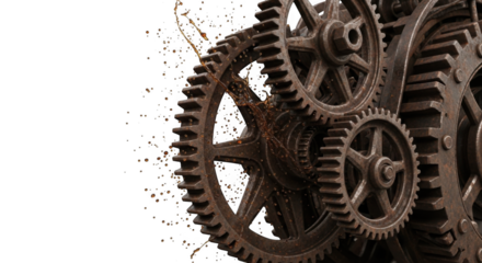 Old Rusty Gears Mechanic Engine Parts PNG Transparent Background