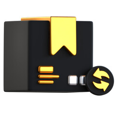 Return Box 3D Icon Black and Gold Style