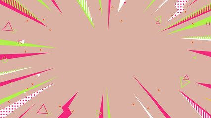 Colorful Pop Comic Burst Background with Retro Shapes