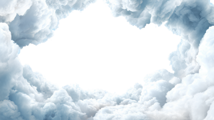 Realistic Fluffy Cloud Frame with Transparent Center – Sky Border PNG Background