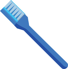 toothbrush with blue bristles and toothpaste smear on transparent background