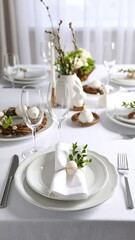 Elegant Easter table setting with spring decor