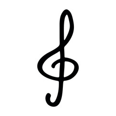 Fototapeta premium Treble clef doodle. Hand drawn musical symbol. Single element for print, web, design, decor, logo
