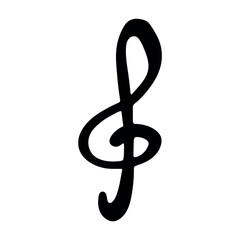 Obraz premium Treble clef doodle. Hand drawn musical symbol. Single element for print, web, design, decor, logo