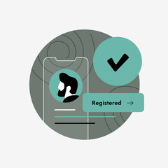 Mobile app registration with secure user account setup simplifies sign up and authentication. Mobile app registration supports profile creation and access management vector illustration