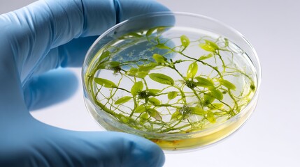 Blue-Gloved Hand Holding Petri Dish