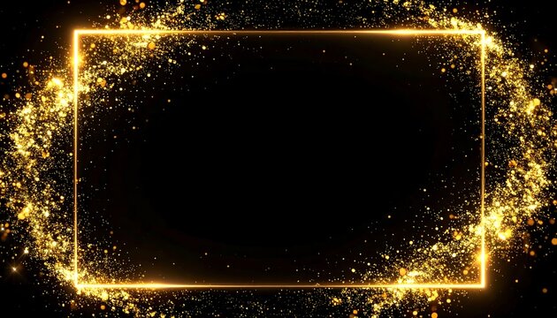 Gold glitter frame on black