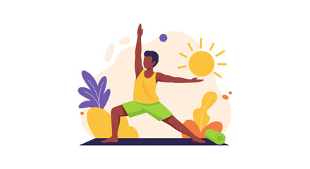 Man doing yoga outdoors, perfect for wellness websites and brochures.