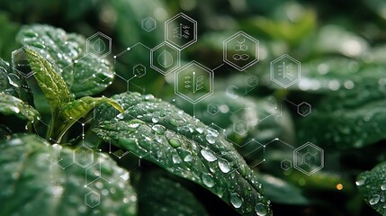 Smart Farming Infographic on Leaf Surface