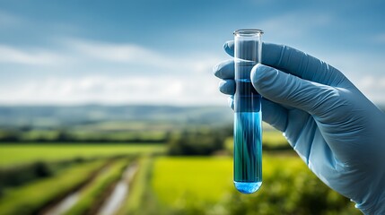 Test Tube in Farm Field Background