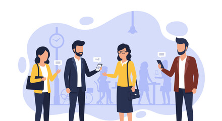 Modern colleagues collaborating and using smartphones, perfect for a business website or brochure.