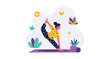 Woman doing yoga pose, perfect for wellness websites, brochures, or social media.