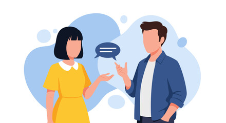 Two faceless individuals having a conversation, ideal for websites, presentations, and social media.