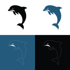 Dolphin Silhouette Vector Set