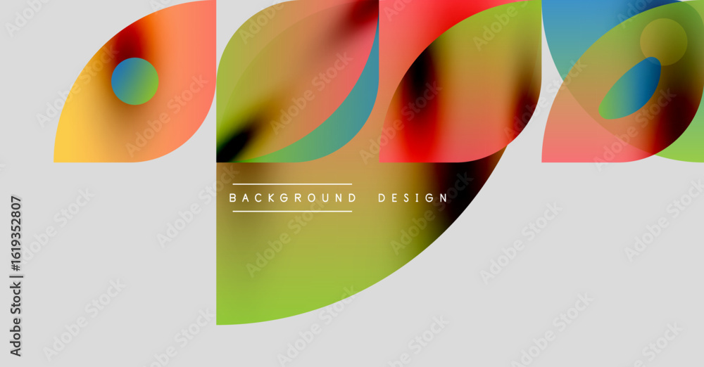 Poster abstract colorful shapes overlap. modern design features vibrant gradients, smooth curves, simple te