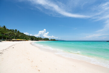 Tranquil Summer Afternoon On Pristine White Sand Beach With No Crowds