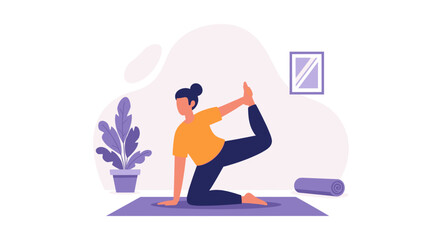 Woman practicing yoga at home. Perfect for wellness websites, fitness apps, and yoga studios.