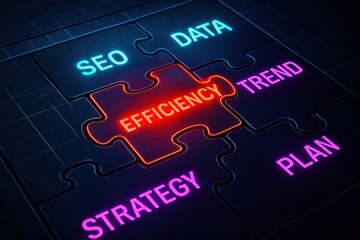 Efficiency as the Core: A vibrant and captivating graphic showcases the crucial role of efficiency at the heart of a complex system, illustrated through an engaging puzzle.