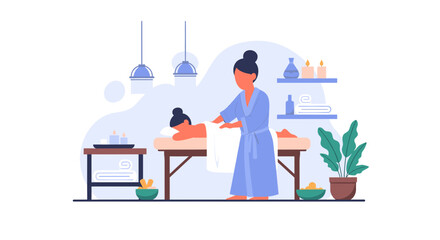 Spa treatment illustration: Perfect for wellness websites, brochures, and social media.