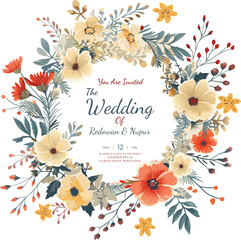 Elegant Floral Wedding Invitation Template